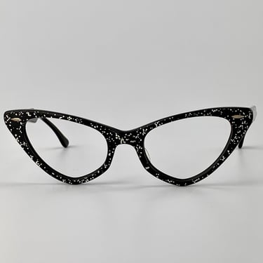 1950's Cat Eye Frames  - B & L RAY BAN U.S.A. - Black Frames with Silver Glitter - Optical Quality 