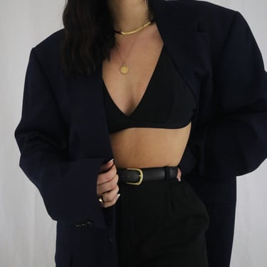 Vintage Navy Blue Wool Oscar De La Renta Oversized Classic Blazer - L/XL 