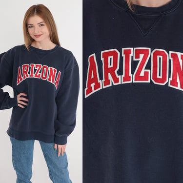 Arizona Sweatshirt y2k University Of Arizona Shirt U of A Wildcats Shirt Tucson Graphic College Sweater Navy Blue Red Vintage 00s Mens XL 