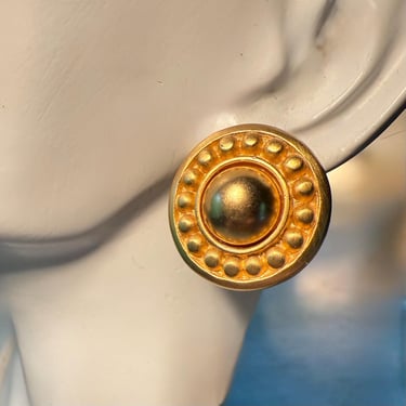 Vintage Earrings Givenchy Etruscan Golden Studs Pierced 