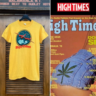 Vintage 1970’s “High Times” Drug Marijuana Pot Magazine T-Shirt, 70’s Tube Tee, 70’s Tee Shirt, Vintage Clothing 