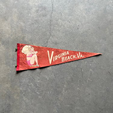 Vintage Virginia Beach, VA Felt Souvenir Pennant 