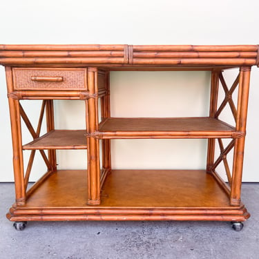 West Indies Style Rattan Bar on Casters