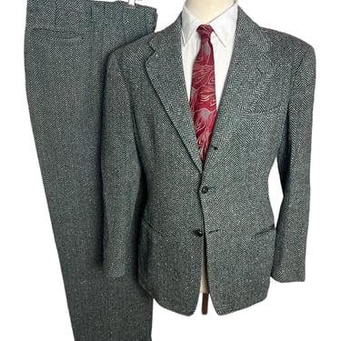 Vintage 1930s/1940s SPORT TOGS Seattle Woolen Co 2pc Wool Donegal Tweed Suit ~ 38 R ~ jacket / pants ~ Herringbone ~ Bold Look ~ Drop Loops 