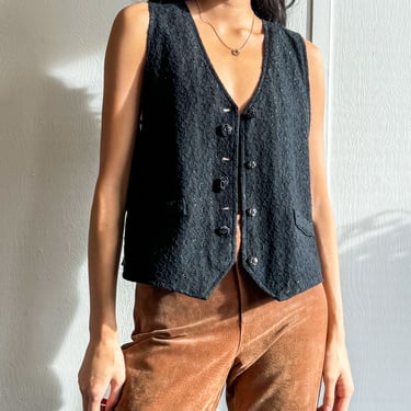 Black Embroidered Lace Pierre Cardin Vest (S-M)
