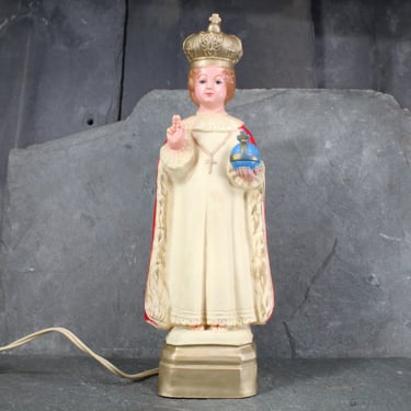 Vintage Infant of Prague Light Up Statue | Mid-Century Religious Icon | Circa 1950s/1960s | Catholic Light Up Statue 