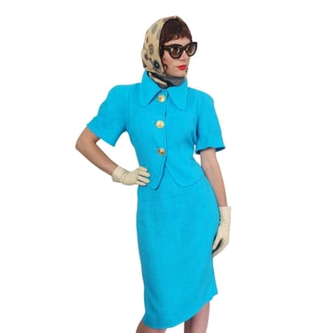 Vintage 1990s Christian Lacroix Skirt Suit Turquoise Blue + | RareJule  Vintage - Chicago, IL | ATTIC