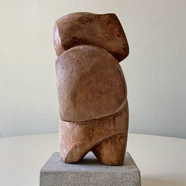 Postmodern Nude Stone Sculpture Abstract vintage mid century Female Chubby 