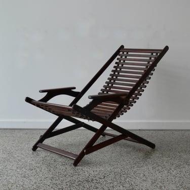 Vintage Handmade Brazilian Folding Deck Lounge Chair 