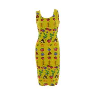 Versace Yellow Terrycloth Fruit Print Dress