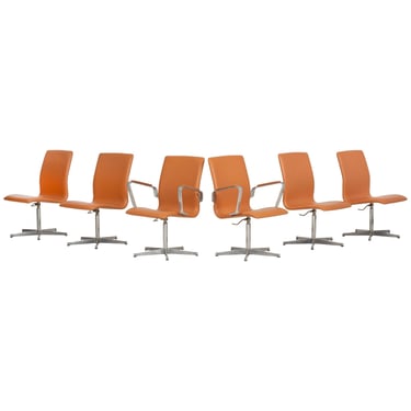 Arne Jacobsen Low-Back Oxford Dining Chairs Set of Six