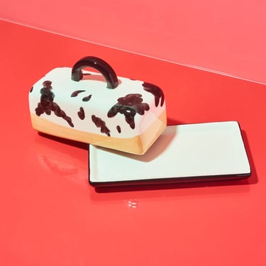 Cow Print Butter Dish