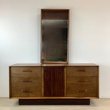 Mid-Century Lowboy Dresser With Mirror by Lane- Tower Suite 