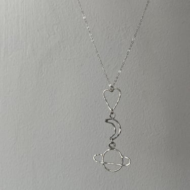 Love you to the moon and to Saturn Necklace Handmade in Sterling Silver Seven Song lyrics Valentines Day 