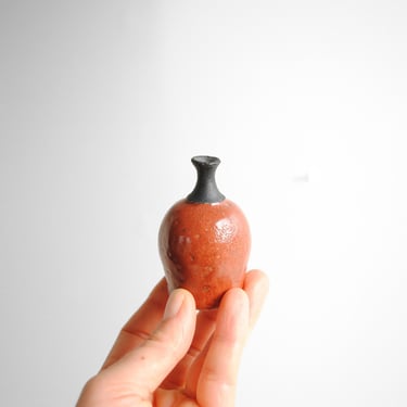 Vintage Miniature Vase, Raku Fired Tiny Pottery Vase 