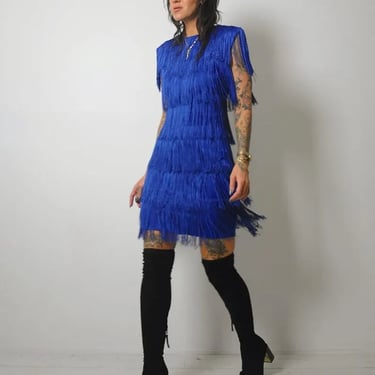 1980's Cobalt Fringe Flapper Mini dress