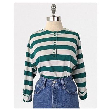 vintage 90's striped long sleeve shirt (Size: M)