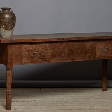 Long Thick Top 2 Drawer Dutch Colonial Teak Server from the Island of Sumatra