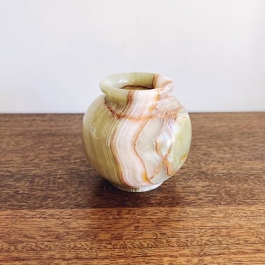 Vintage Onyx Marble Hand-Carved Vase 