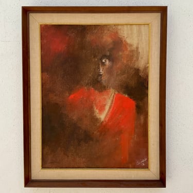 Signed 1960s Abstract Portrait