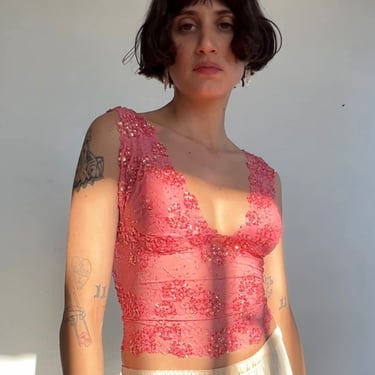 Coral Beaded Lace Lingerie (S)