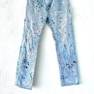 Vintage Levi’s Painter Jeans Paint Splatter 1990s Remade Artsy Light Denim Pants 