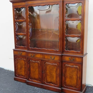 Grosfeld House Mahogany 2 Part Breakfront China Display Cabinet with Desk 5285