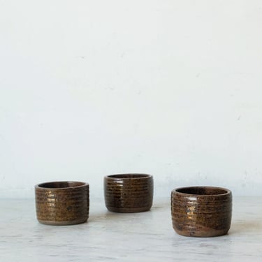 Trio of Stoneware Tumblers | Signed by Artist