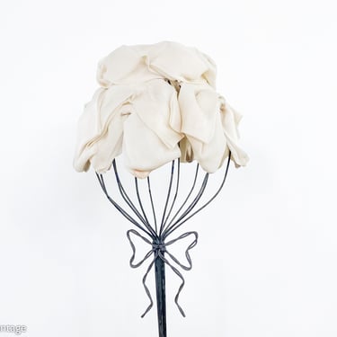 1950s White Petal Hat | 50s White Organza Petals Hat 