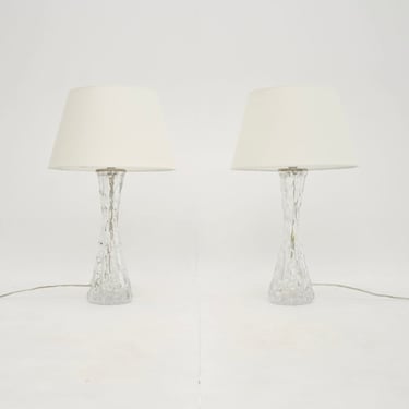 Pair of Large Vintage Swedish Table Lamps by Carl Fagerlund for Orrefors