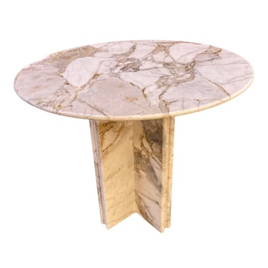 Ready to Ship Calacatta Gold Solid Italian Marble Center Breakfast Game Table - 34” Round 