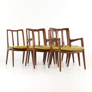 Mount Airy Janus Mid Century Walnut Dining Chairs - Set of 6 - mcm 