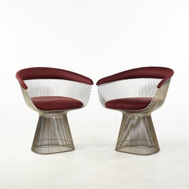 Warren Platner for Knoll Mid Century Stainless Steel Dining Chairs - Pair - mcm 
