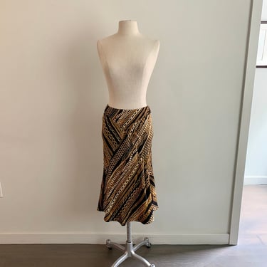 Roberto Cavalli y2k gold chain print silk skirt-size S 