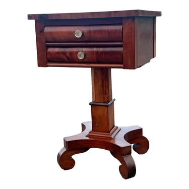 Mid 19th Century Flame Mahogany Empire Bedside Chest Stand 