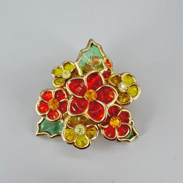 Coro Stained Glass Flowers Brooch 