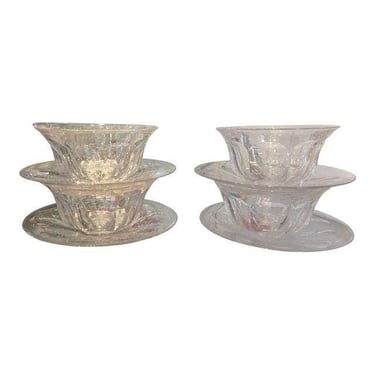 Antique Hawkes Crystal Finger Bowls & Under Plates - Set of 4 