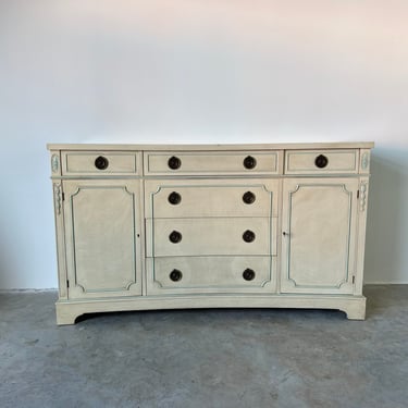 1950's Hollywood Regency - Style Curved Front Solid Mahogany Sideboard 