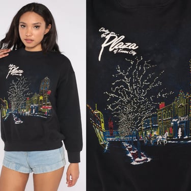 Kansas City Sweatshirt 80s Plaza Shirt Pullover Crewneck Christmas Lights Graphic Tee Vintage 90s Retro Tourist Sweater Holiday Black Medium 