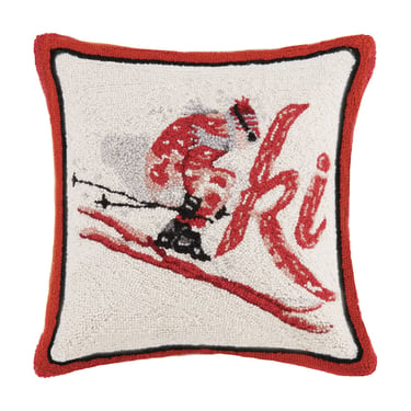 Red and White Ski Hook Pillow
