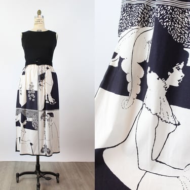1960s AUBREY BEARDSLEY print dress medium | new summer 
