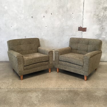 Pair of Newly Upholstered Mid Century Arm Chairs