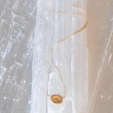 14k Gold and Diamond Large Golden Flake Necklace