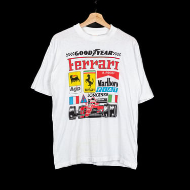 90s Ferrari Racing T Shirt - Men's Medium, Women's Large | Vintage Sponsor Graphic Race Car Tee 
