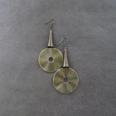 Large hammered bronze earrings 