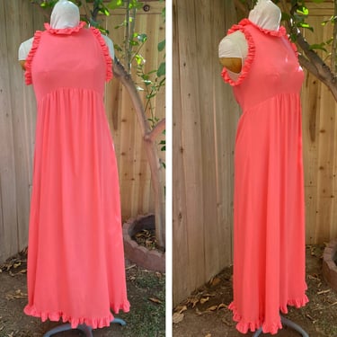 Vintage 1960’s Neon Pink Nightgown with Cut-Out Back 