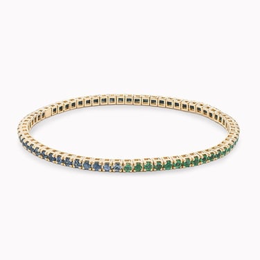 Blue Sapphire & Emerald Stretch Tennis Bracelet 2.5ct