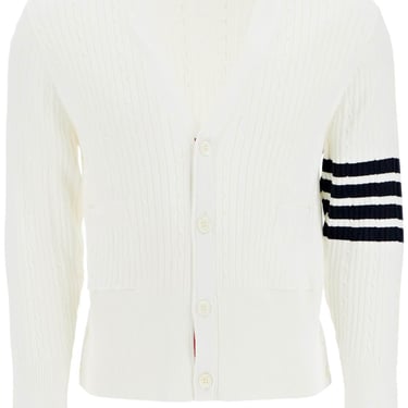 Thom Browne 4-Bar Cardigan In Baby Cable Rib Cotton