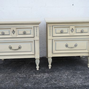 Dixie French Shabby Chic Painted Nightstands Bedside Tables a Pair 4893