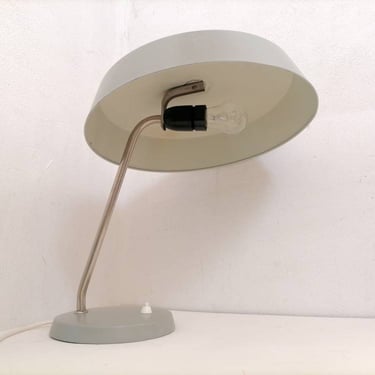 Vintage Metal Table Lamp/ Metal Desk Lamp / Mid Century Modern Metal Lamp/ Gray Table Lamp/ Retro Table Lamp/ Germany/  60s 